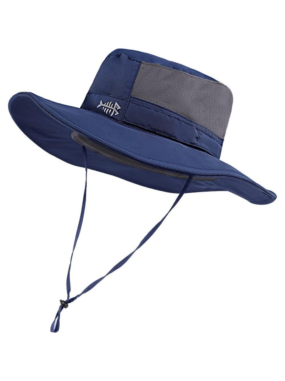 Unisex Dark Blue 100% Nylon Shell Wide Brim Mesh Vent with Neck Flap Cowboy Hat